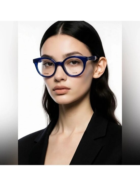 New Authentic Fendi FF0198/F PJP Blue Round Eyeglasses main image 6